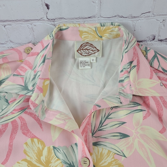 Vintage Natural Elements Wmn's Size 12 100% Silk Hawaiian Print Shacket *No Belt - Picture 4 of 11